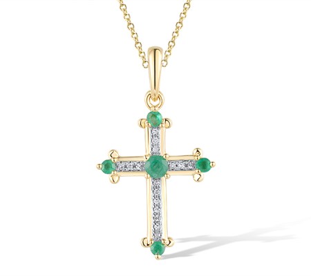 14KYW Pendant Diamond,Emerald (P319278EMR14KYW)