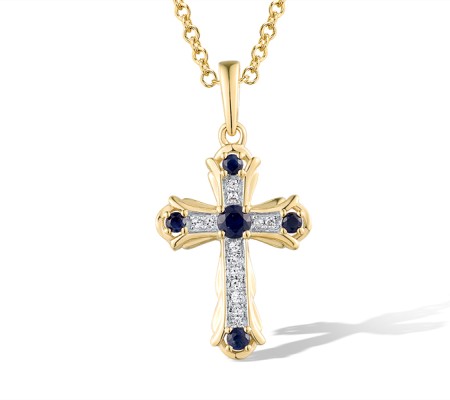 14KYW Pendant Blue Sapphire,Diamond (P319280SAP14KYW)