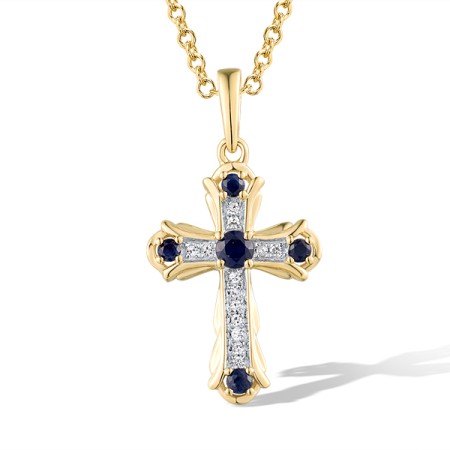 14KYW Pendant Blue Sapphire,Diamond (P319280SAP14KYW)