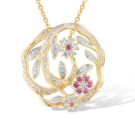 14KYW Pendant Diamond,Pink Sapphire (P319308PIS14KYW)