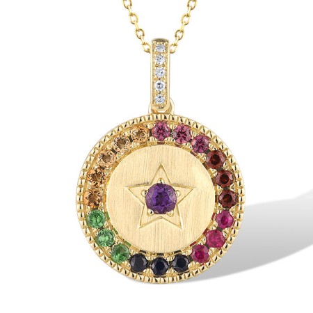 14KY Pendant Amethyst,Blue Sapphire,Citrine,Diamond,Garnet,Green Garnet,Orange Sapphire,Ruby without chain (P319337MUL14KY)