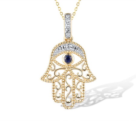 14KYW Pendant Blue Sapphire,Diamond (P319347SAP14KYW)