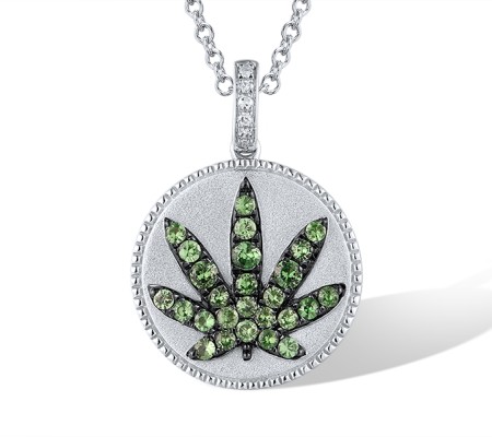 14KWB Pendant Diamond,Green Garnet (P319366GNG14KWB)