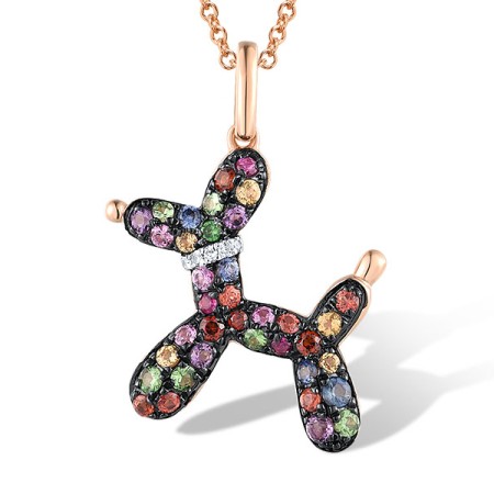 14KRWB Pendant Orange Sapphire,Amethyst,Pink Sapphire,Blue Sapphire,Ruby,Citrine,Diamond,Garnet,Green Garnet (P319371MUL14KRWB)