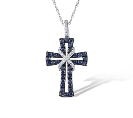 14KWB Pendant Blue Sapphire,Diamond (P319378SAP14KWB)