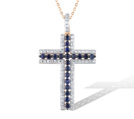 14KRWB Pendant Blue Sapphire,Diamond (P319379SAP14KRWB)