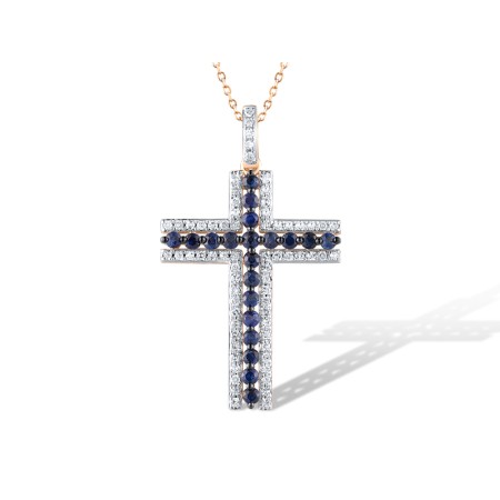 14KRWB Pendant Blue Sapphire,Diamond (P319379SAP14KRWB)