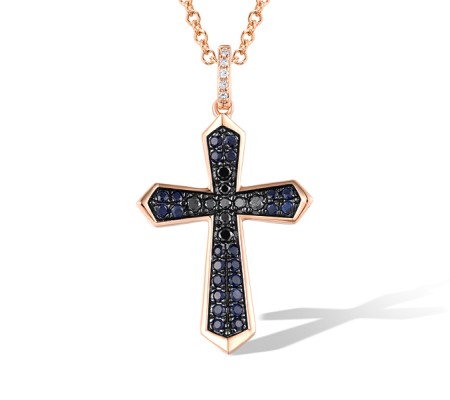 14KRB Pendant Black Diamond,Blue Sapphire,Diamond (P319386BDS14KRB)