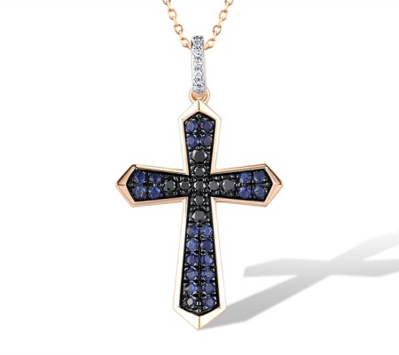 14KRWB Pendant Black Diamond,Blue Sapphire,Diamond (P319386BDS14KRWB)