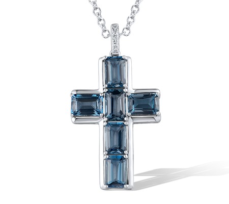 14KW Pendant Diamond,London Blue Topaz (P319388LDB14KW)