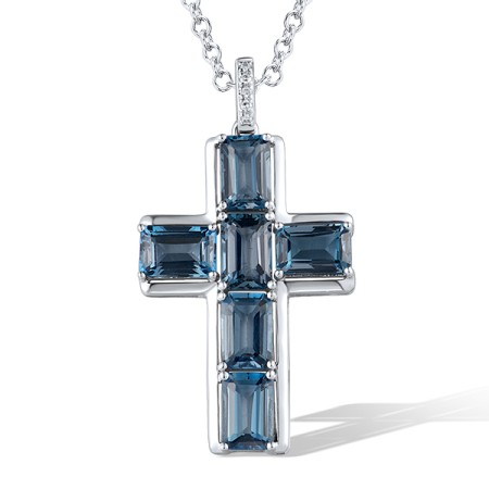 14KW Pendant Diamond,London Blue Topaz (P319388LDB14KW)