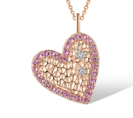 14KRW Pendant Diamond,Pink Sapphire (P319390PIS14KRW)