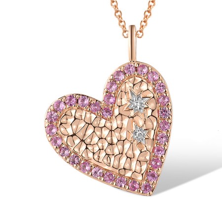 14KRW Pendant Diamond,Pink Sapphire (P319390PIS14KRW)