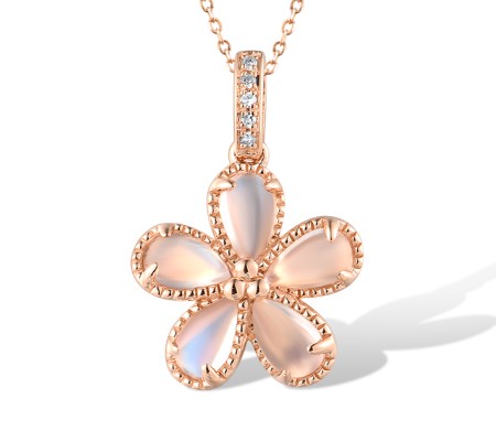 14KR Pendant Diamond,Blue Moonstone (P319405BLM14KR)