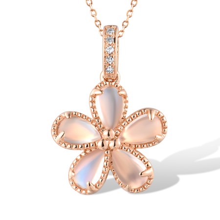 14KR Pendant Diamond,Blue Moonstone (P319405BLM14KR)