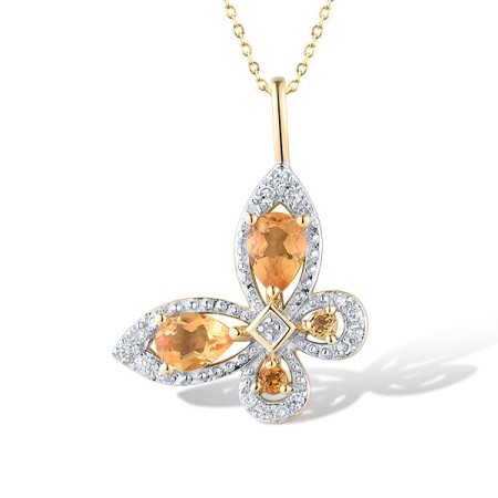 14KYW Pendant Citrine,Diamond without chain (P319408CIT14KYW)