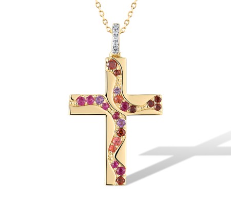 14KYW Pendant Amethyst,Diamond,Garnet,Orange Sapphire,Ruby (P319422MUL14KYW)