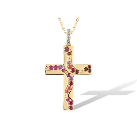 14KYW Pendant Amethyst,Diamond,Garnet,Orange Sapphire,Ruby (P319422MUL14KYW)