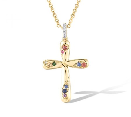 14KYW Pendant Amethyst,Blue Sapphire,Citrine,Diamond,Garnet,Green Garnet,Orange Sapphire,Peridot,Ruby (P319424MUL14KYW)