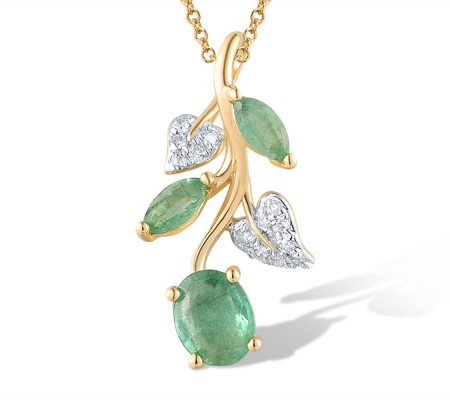 14KYW Pendant Diamond,Emerald (P319437EMR14KYW)