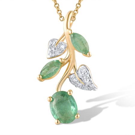 14KYW Pendant Diamond,Emerald (P319437EMR14KYW)