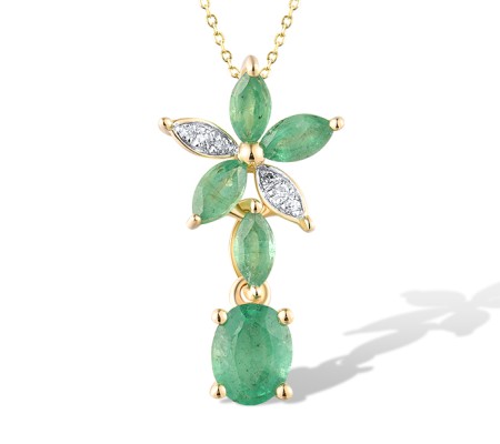 14KYW Pendant Diamond,Emerald (P319441EMR14KYW)