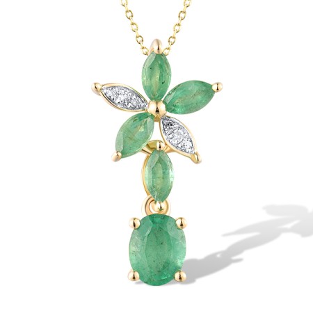 14KYW Pendant Diamond,Emerald (P319441EMR14KYW)