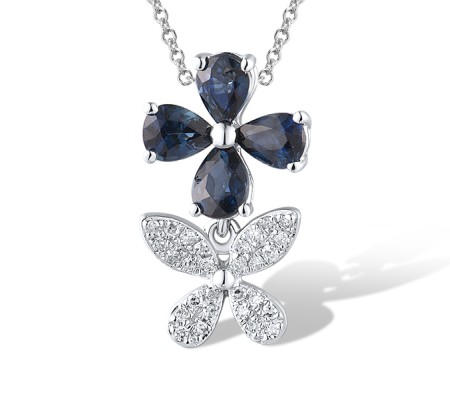 14KW Pendant Blue Sapphire,Diamond (P319459SAP14KW)