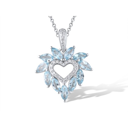 14KW Pendant Blue Topaz (Swiss Blue),Diamond (P319531BLT14KW)