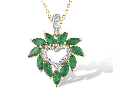 14KYW Pendant Diamond,Emerald (P319531EMR14KYW)