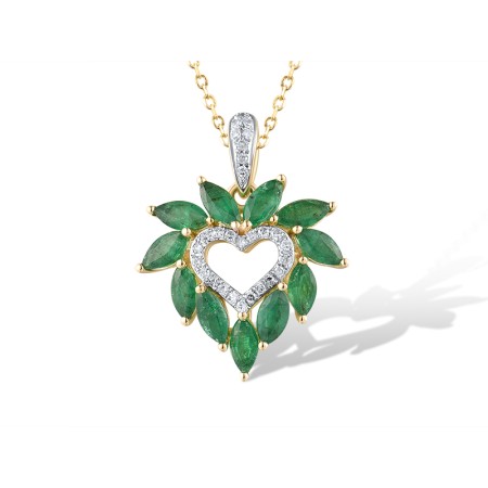 14KYW Pendant Diamond,Emerald (P319531EMR14KYW)
