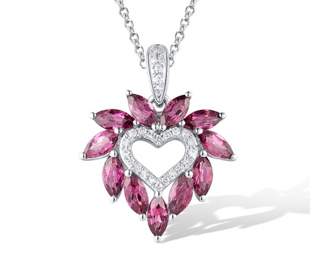 14KW Pendant Diamond,Rhodolite Garnet (P319531RHG14KW)