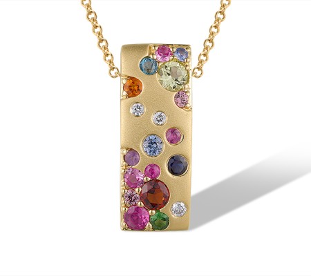 14KY Pendant Green Garnet,Amethyst,London Blue Topaz,Orange Sapphire,Blue Sapphire,Peridot,Citrine,Pink Sapphire,Diamond,Ruby,Garnet (P319545MUL14KY)
