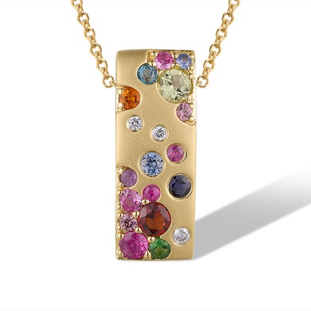 14KY Pendant Green Garnet,Amethyst,London Blue Topaz,Orange Sapphire,Blue Sapphire,Peridot,Citrine,Pink Sapphire,Diamond,Ruby,Garnet (P319545MUL14KY)