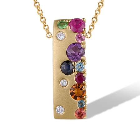 14KY Pendant Green Garnet,London Blue Topaz,Amethyst,Orange Sapphire,Blue Sapphire,Pink Sapphire,Blue Topaz (Swiss Blue),Ruby,Citrine,Diamond (P319547MUL14KY)