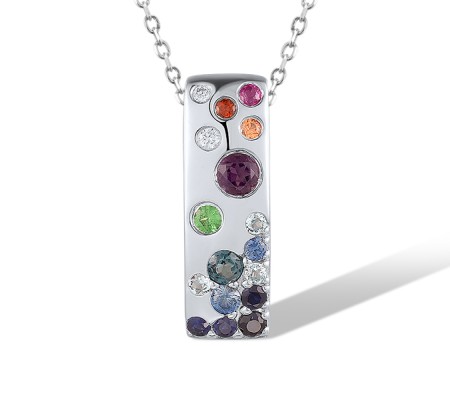 14KW Pendant Amethyst,London Blue Topaz,Blue Sapphire,Orange Sapphire,Ruby,Blue Topaz (Swiss Blue),Diamond,Garnet,Green Garnet (P319555MUL14KW)