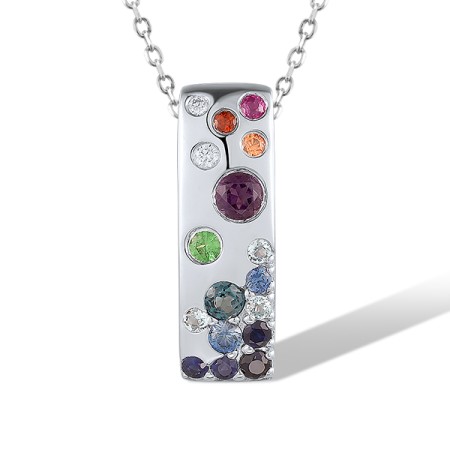 14KW Pendant Amethyst,London Blue Topaz,Blue Sapphire,Orange Sapphire,Ruby,Blue Topaz (Swiss Blue),Diamond,Garnet,Green Garnet (P319555MUL14KW)