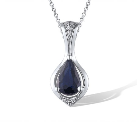 14KW Pendant Blue Sapphire,Diamond (P319581SAP14KW)