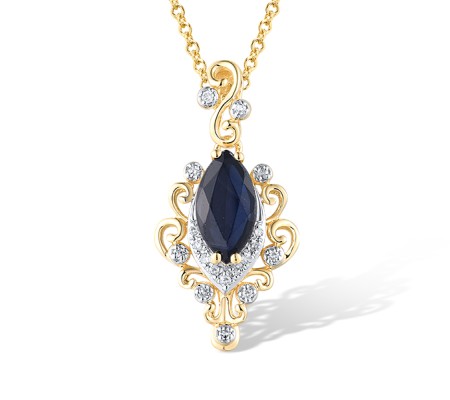 14KYW Pendant Blue Sapphire,Diamond (P319582SAP14KYW)