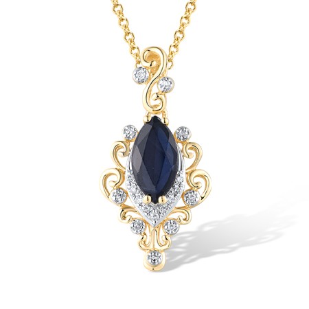 14KYW Pendant Blue Sapphire,Diamond (P319582SAP14KYW)
