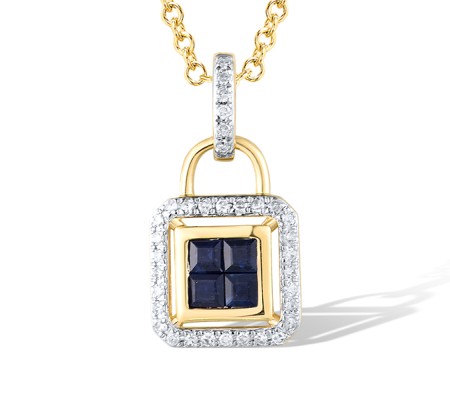 14KYW Pendant Blue Sapphire,Diamond (P319604SAP14KYW)
