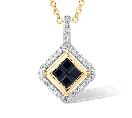 14KYW Pendant Blue Sapphire,Diamond (P319605SAP14KYW)