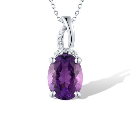 14KW Pendant Amethyst,Diamond (P319614AME14KW)