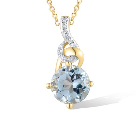 14KYW Pendant Blue Topaz (Sky Blue),Diamond (P319616BKT14KYW)
