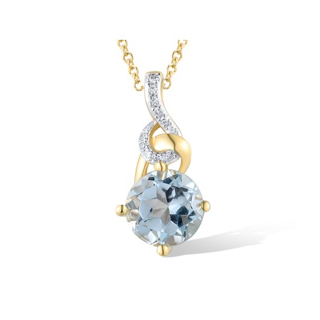 14KYW Pendant Blue Topaz (Sky Blue),Diamond (P319616BKT14KYW)