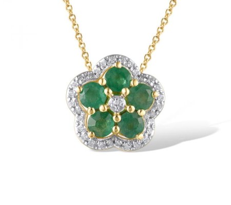14KYW Pendant Diamond,Emerald (P319670EMR14KYW)