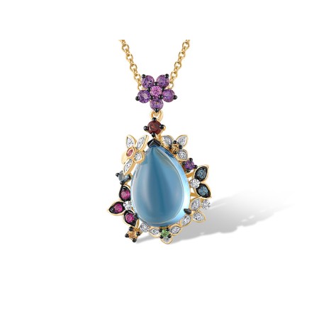 14KYWB Pendant Amethyst,Blue Topaz (Swiss Blue),Citrine,Diamond,Garnet,Green Garnet,London Blue Topaz,Pink Sapphire,Ruby (P319730MUL14KYWB)