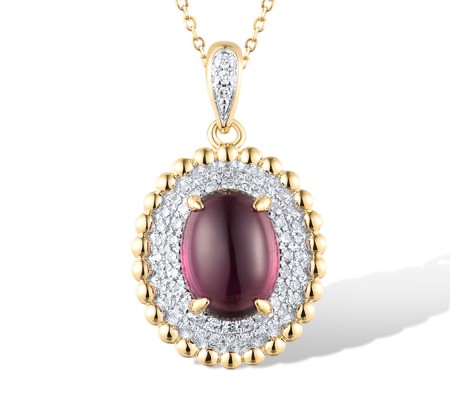 14KYW Pendant Diamond,Rhodolite Garnet (P319734RHG14KYW)