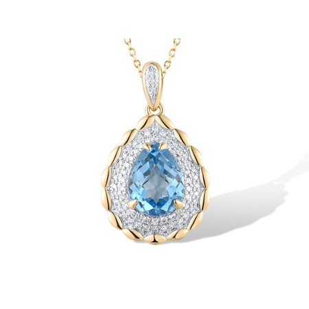 14KYW Pendant Blue Topaz (Swiss Blue),Diamond (P319735BLT14KYW)