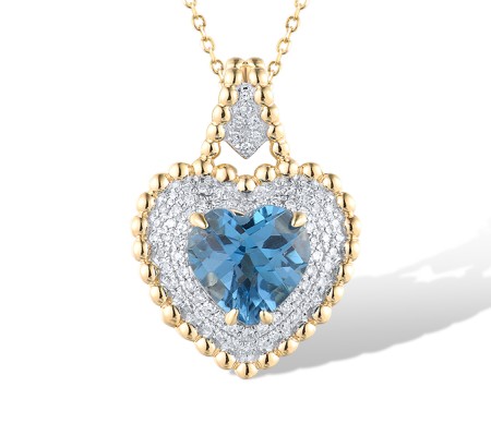 14KYW Pendant Blue Topaz (Swiss Blue),Diamond (P319736BLT14KYW)